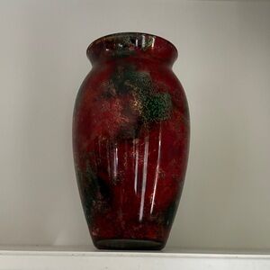 Elegant  French Red and Green Glass Vase, beautiful home decor